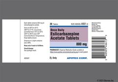 White Oblong Apo And Esl 800 - Eslicarbazepine Acetate 800mg Tablet (Once-Daily)
