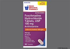 Pink Oval 545 - GNP Fexofenadine Hydrochloride 24 Hour Antihistamine180mg Tablet