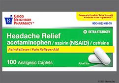 White Oblong 44 334 - GNP Headache Relief Extra Strength 250mg-250mg-65mg Caplet