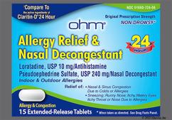 White Oblong Rx724 - Allergy Relief & Nasal Decongestant 24 Hour Non-Drowsy 10mg-240mg Extended-Release Tablet
