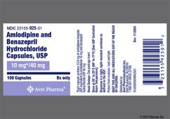 Blue 925 - Amlodipine Besylate / Benazepril Hydrochloride 10mg-40mg Capsule