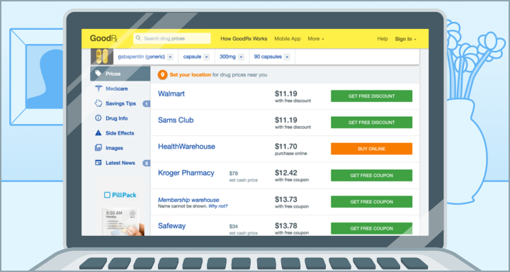 Laptop showing GoodRx website