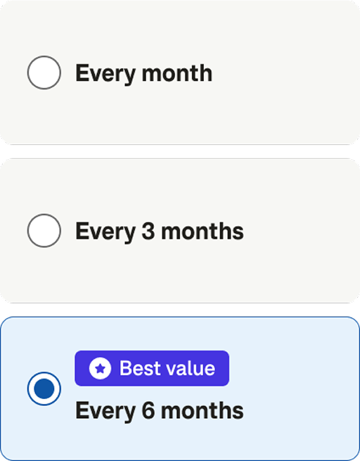 Delivery schedule options with best value highlighted