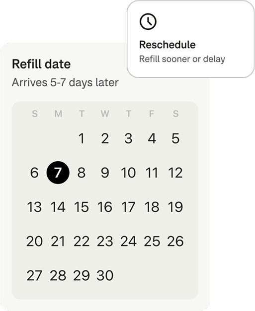 Calendar interface for medication refill scheduling